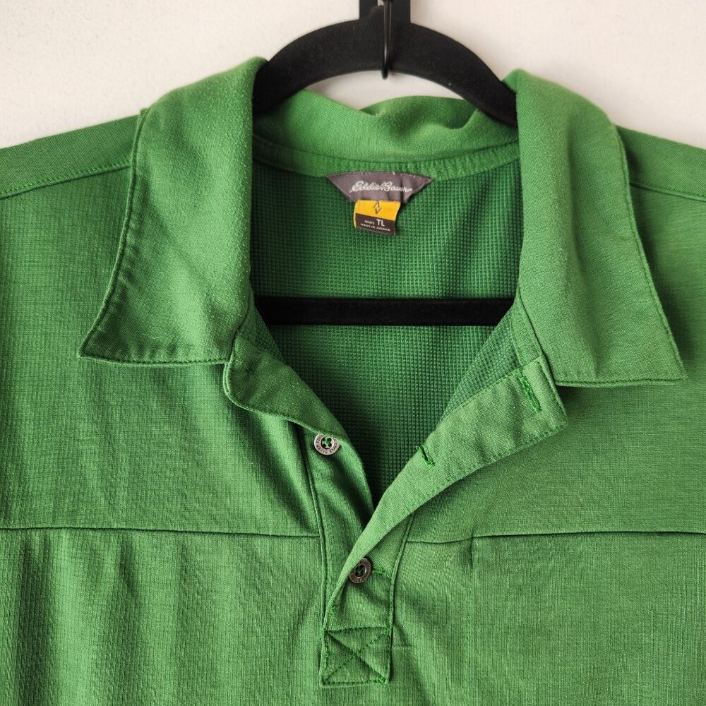 Eddie Bauer Green Short Sleeve Polo Shirt Performance Wear Wicking Men's Tall L - Picture 3 of 8